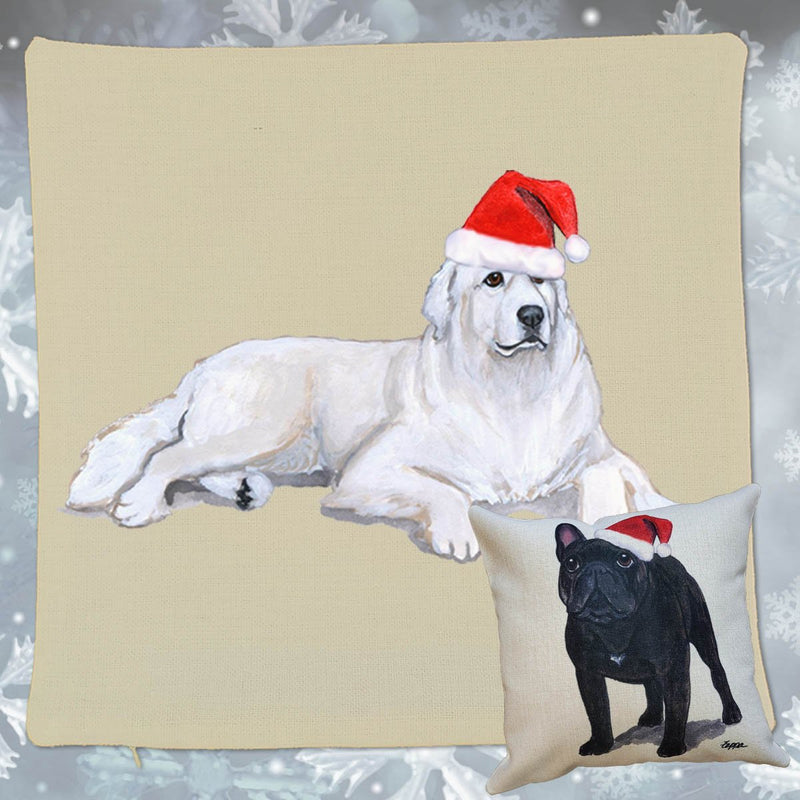 Great Pyrenees Santa Pillow Cover