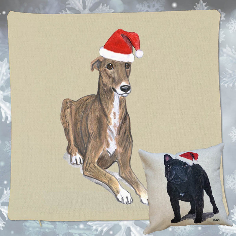 Greyhound Santa Pillow Cover