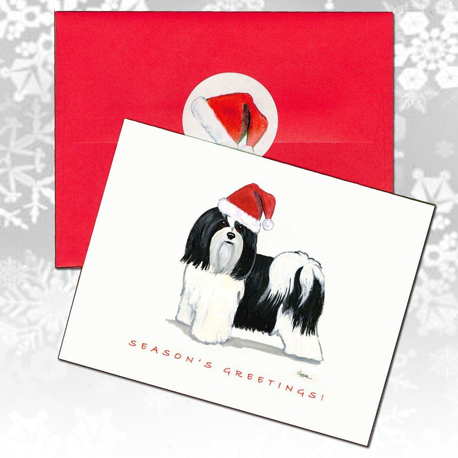 Havanese, Black and White Christmas Note Cards