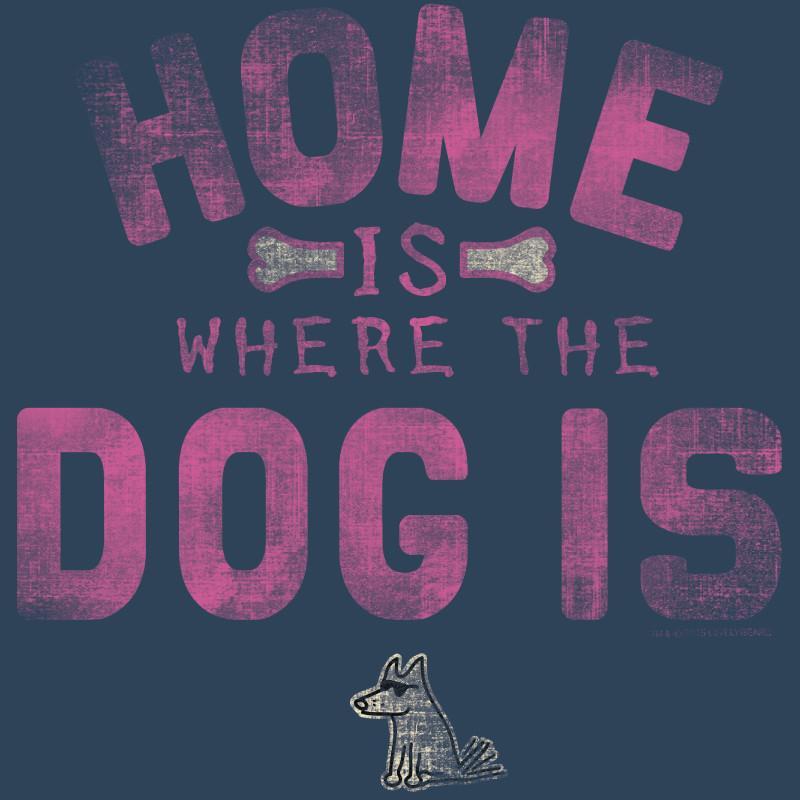 Home is Where the Dog Is (Pink Text) - Ladies T-Shirt V-Neck - Teddy the Dog T-Shirts and Gifts