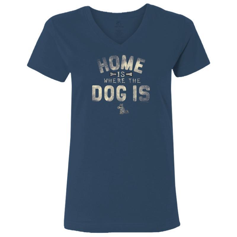 home is where the dog is ladies v neck t-shirt