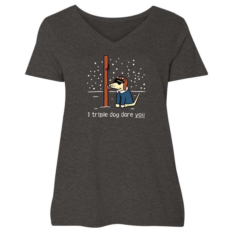 I Triple Dog Dare Ya - Ladies Curvy V-Neck Tee