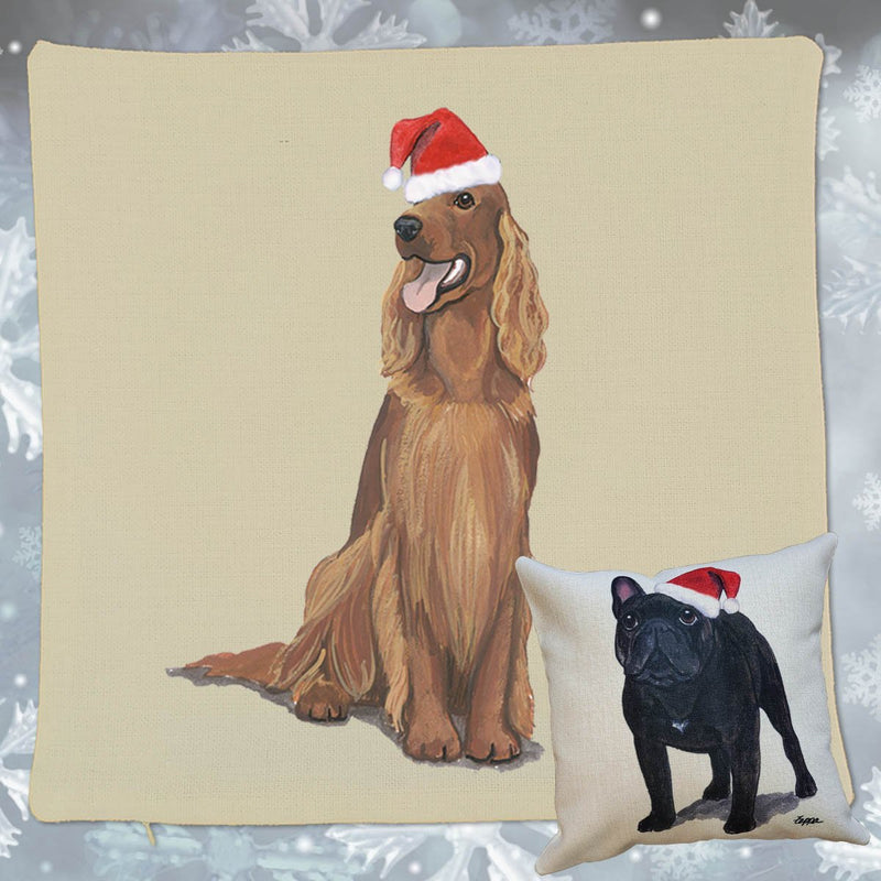 Irish Setter Santa Pillow Cover