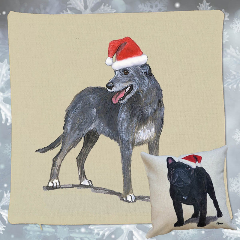 Irish Wolfhound Santa Pillow Cover