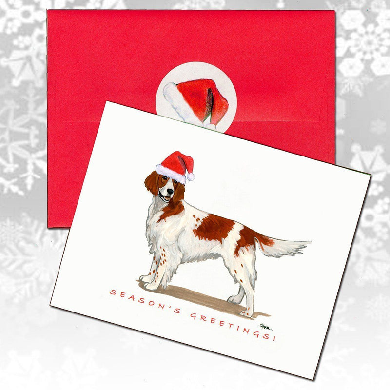 Irish Red and White Setter Christmas Note Cards