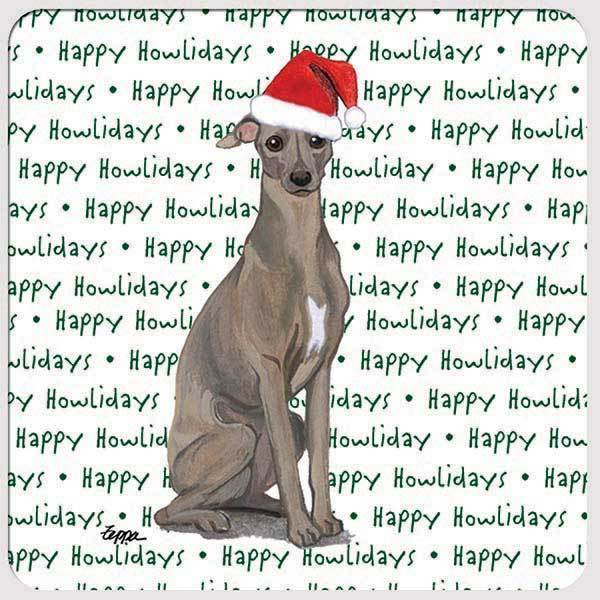 Italian Greyhound "Happy Howlidays" Coaster