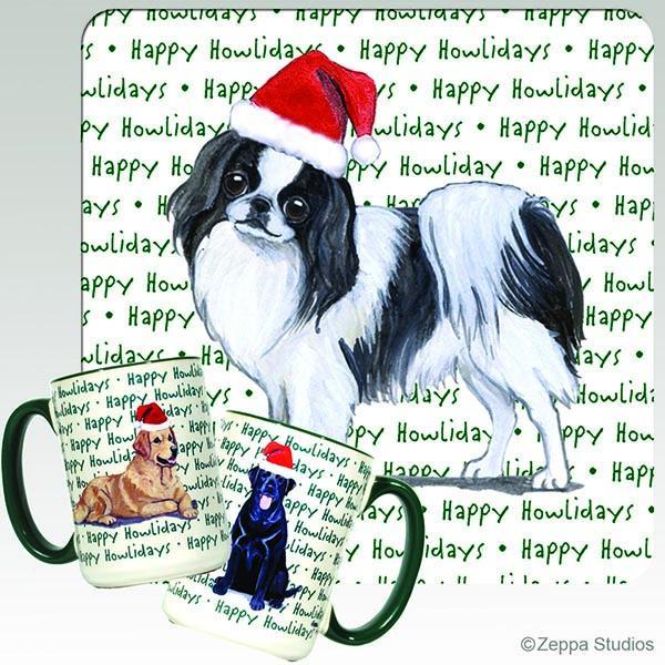 Japanese Chin, Black and White Holiday Mug