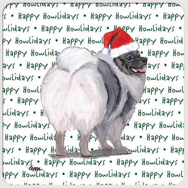 Keeshond "Happy Howlidays" Coaster