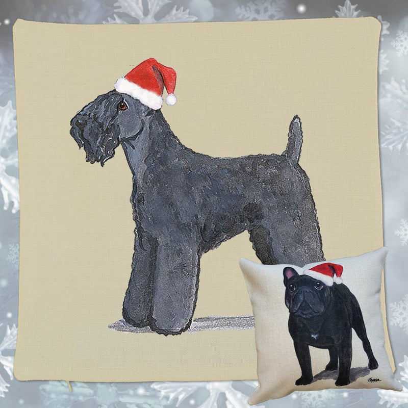 Kerry Blue Terrier Santa Pillow Cover