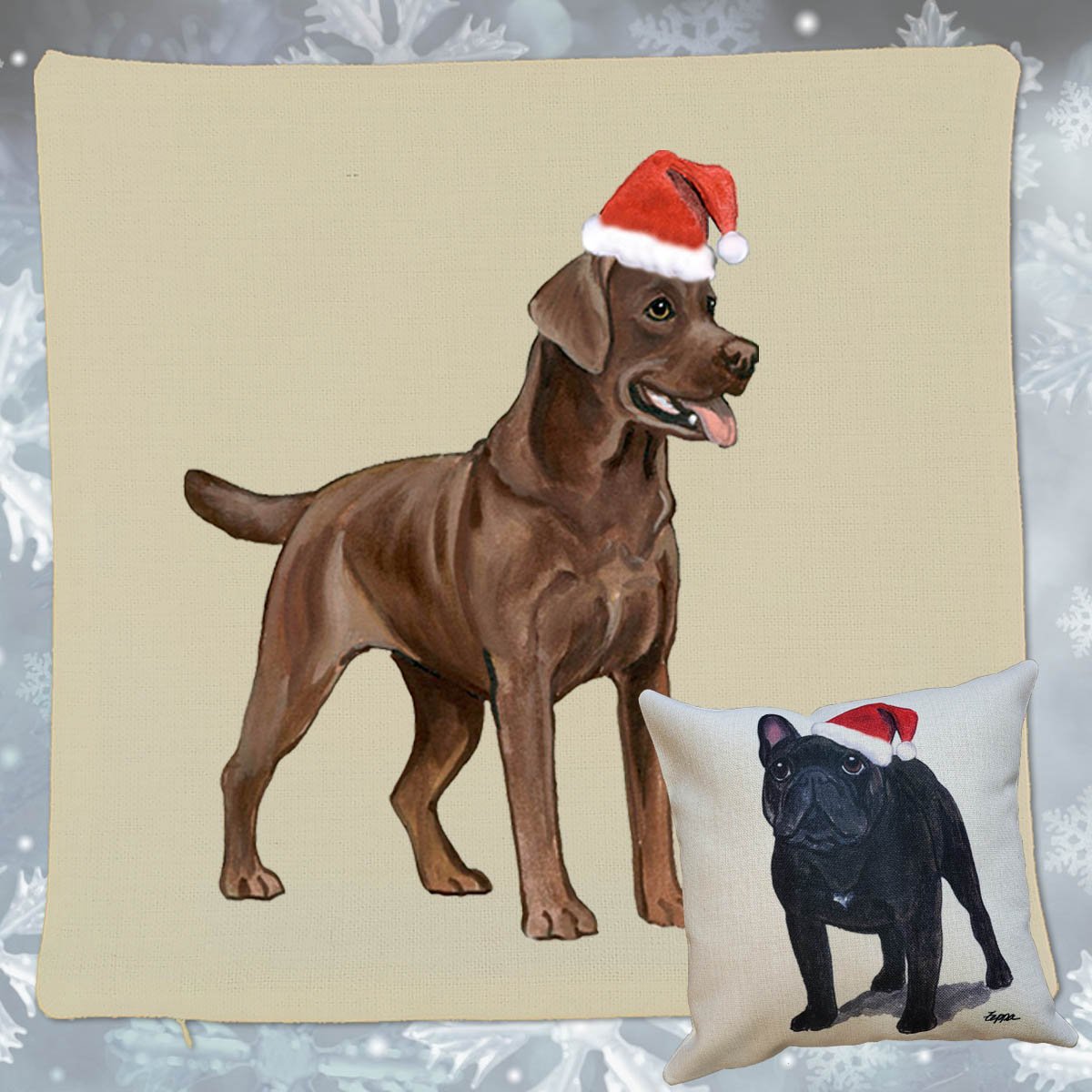 Chocolate lab shop christmas pillow