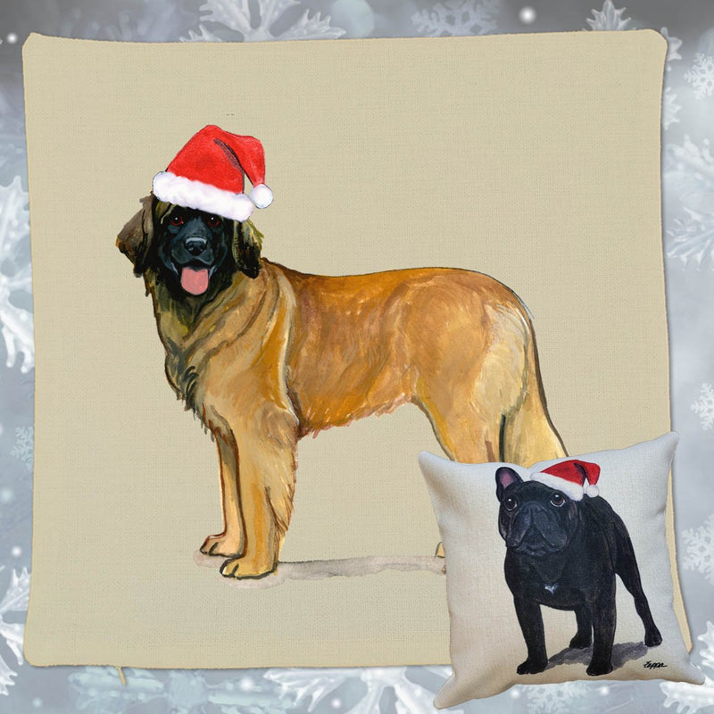 Leonberger Santa Pillow Cover