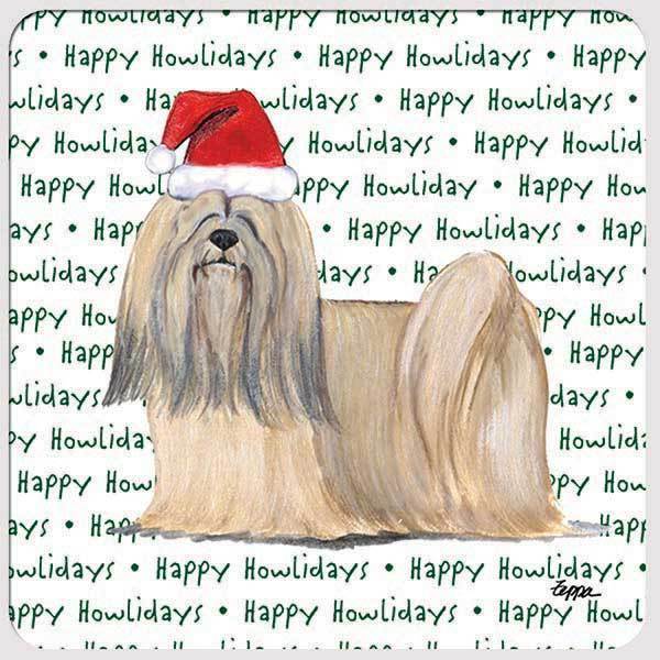 Lhasa Apso "Happy Howlidays" Coaster