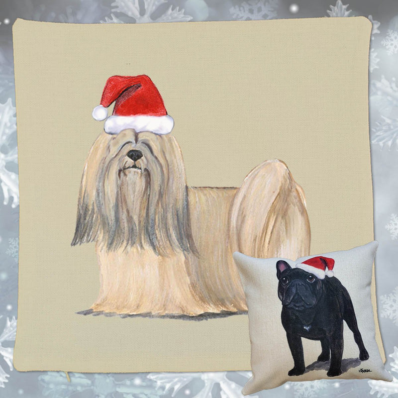 Lhasa Apso Santa Pillow Cover