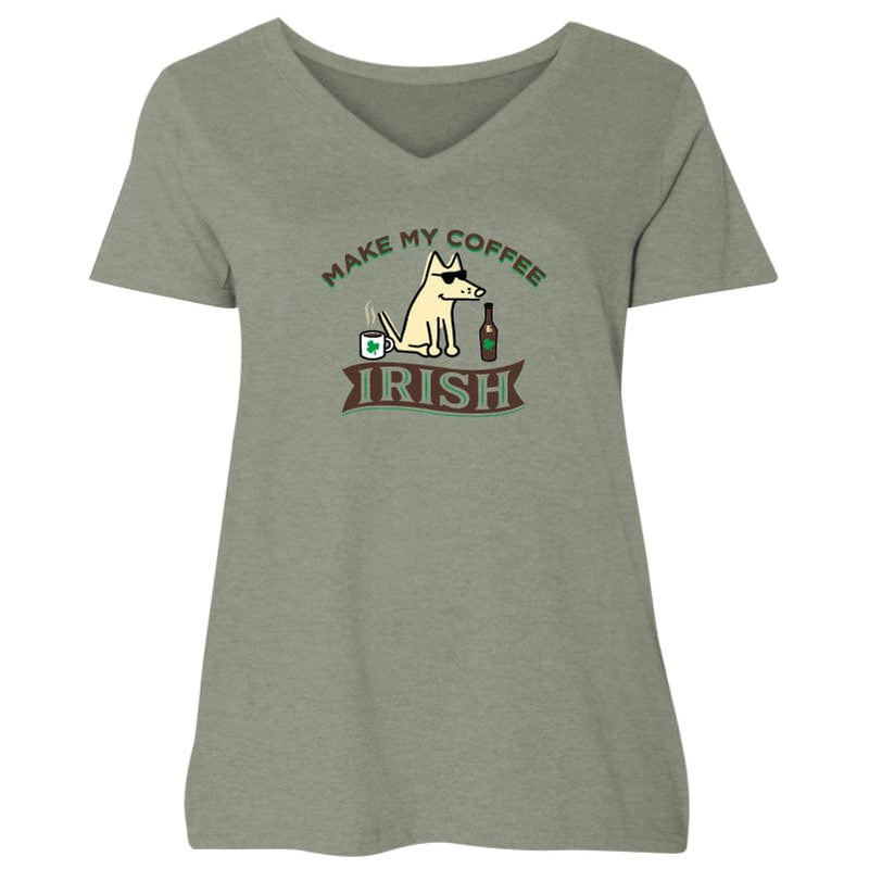 Make My Coffee Irish - Ladies Curvy V-Neck Tee