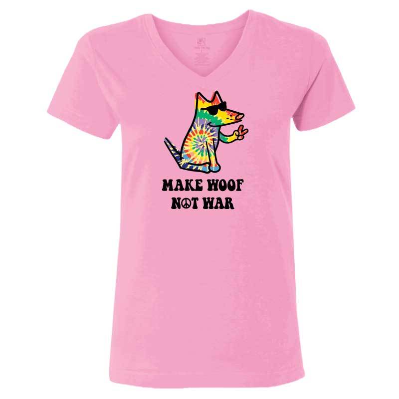 Make Woof, Not War - Ladies T-Shirt V-Neck