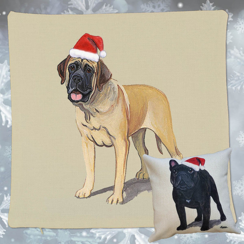 Mastiff Santa Pillow Cover