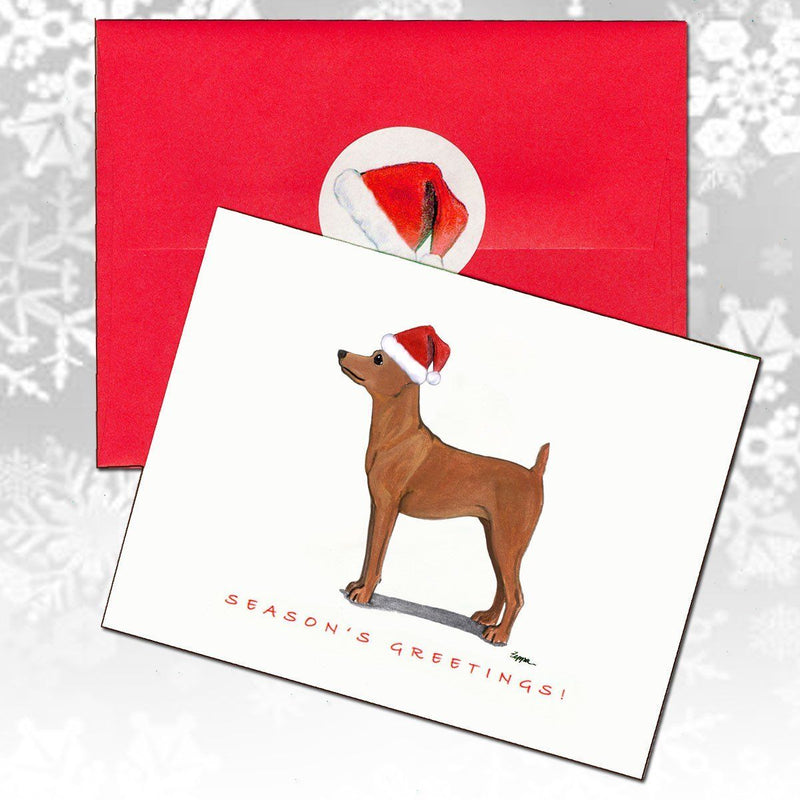 Miniature Pinscher Red Christmas Note Cards