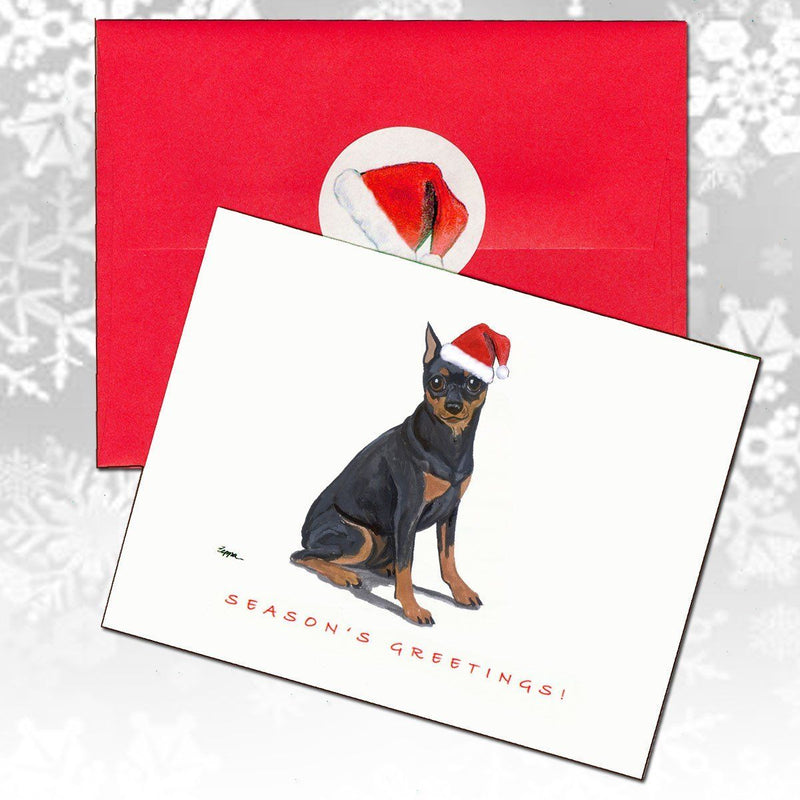 Miniature Pinscher,  Black and Tan Christmas Note Cards