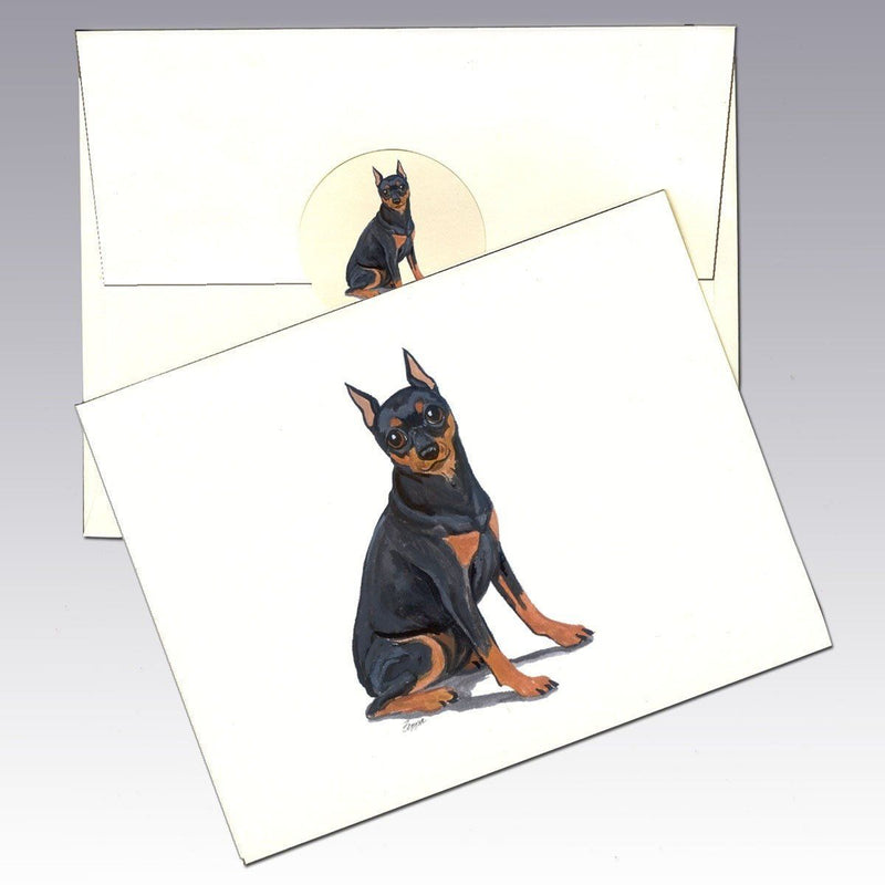 Miniature Pinscher,  Black and Tan Note Cards