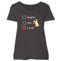 Naughty Nice I Tried - Ladies Curvy V-Neck Tee