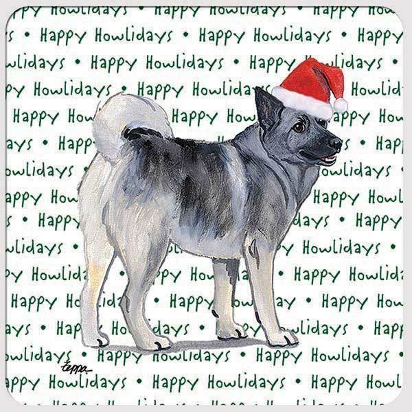 Norwegian Elkhound "Happy Howlidays" Coaster