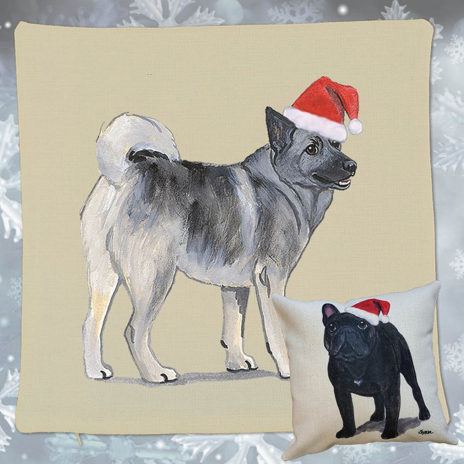 Norwegian Elkhound Santa Pillow Cover