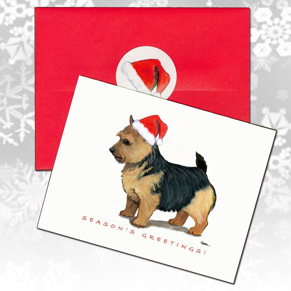 Norwich Terrier, Black Saddle Christmas Note Cards