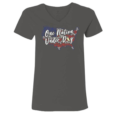 One Nation Under Dog  - Ladies T-Shirt V-Neck