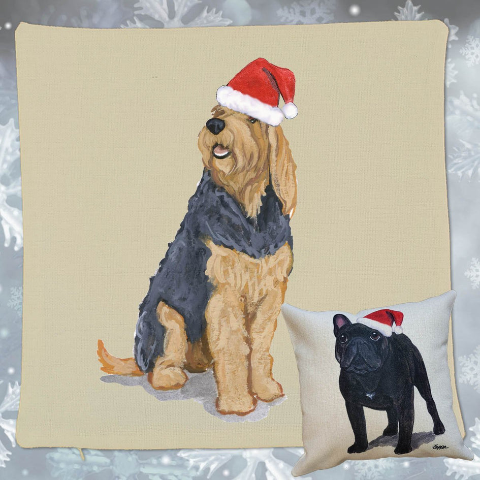 Otterhound Santa Pillow Cover