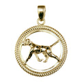 Dalmatian in 14K Gold Braided Circle Pendant
