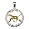 Dalmatian in 14K Gold with Sterling Silver Braided Circle Pendant