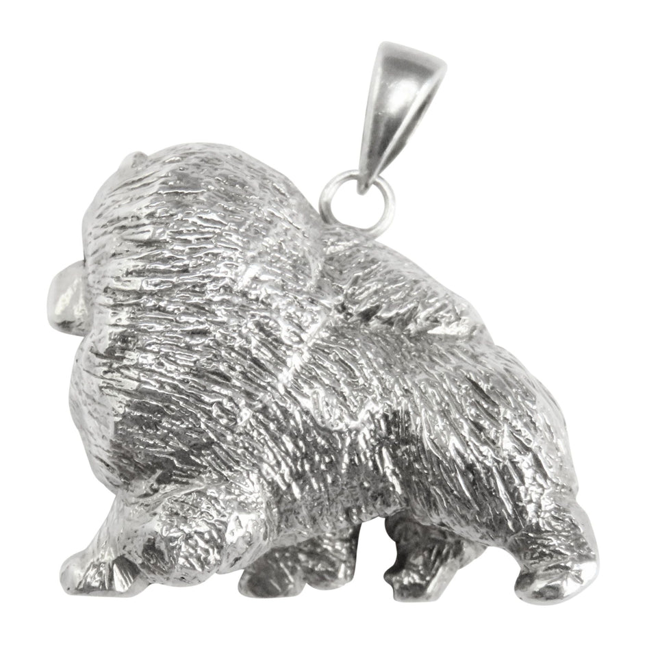 Chow Chow in Sterling Silver Silhouette Head Pendant