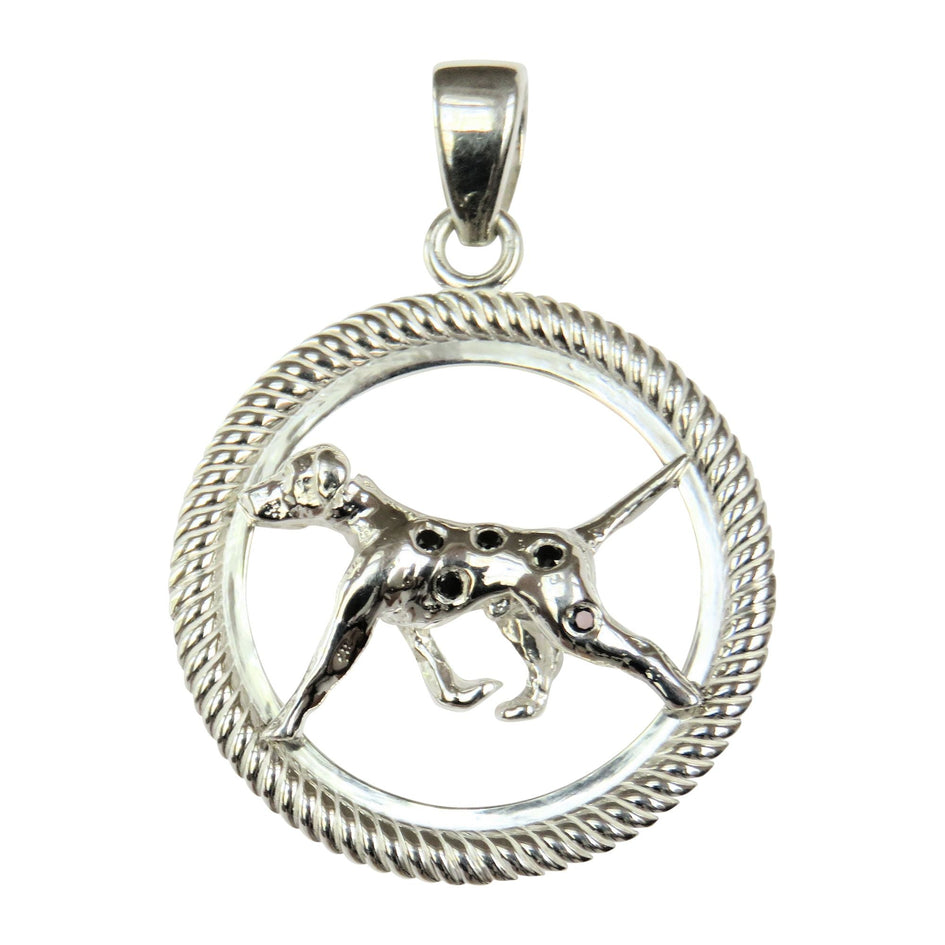 Dalmatian in Sterling Silver Braided Circle Pendant