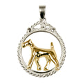 Irish Terrier in 14K Gold with Sterling Silver Braided Leash Pendant