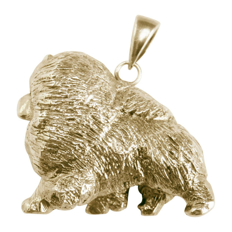 Chow Chow in 14K Gold Silhouette Head Pendant