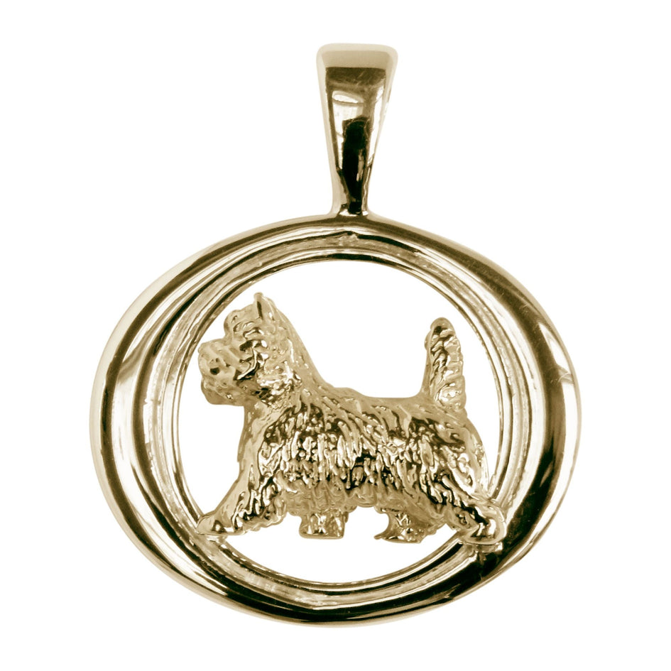 West Highland White Terrier in 14K Gold Tapered Oval Pendant