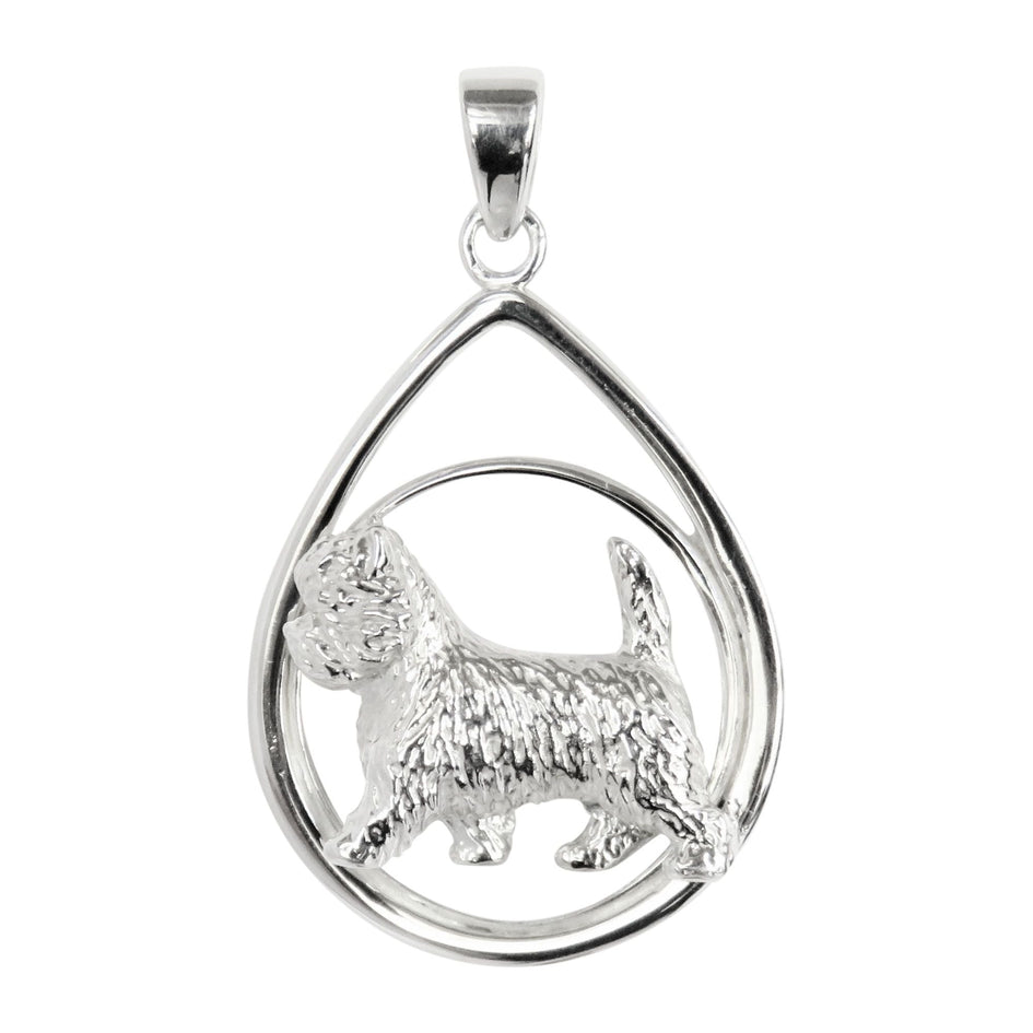 Cairn Terrier in Sterling Silver Teardrop Pendant
