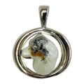 Australian Shepherd Custom Enamel  in Sterling Silver Tapered Oval Pendant