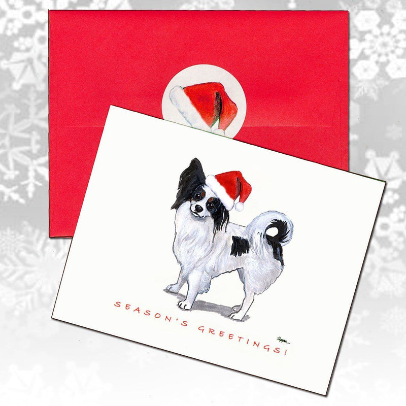 Papillon, Tri Color Christmas Note Cards