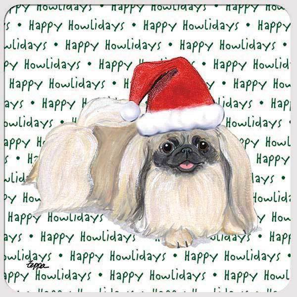 Pekingese "Happy Howlidays" Coaster