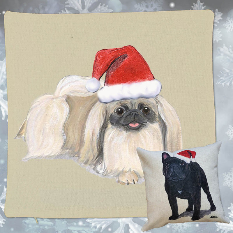 Pekingese Santa Pillow Cover