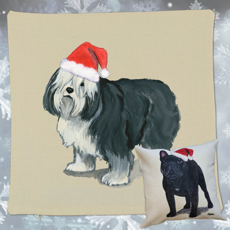 Polish Lowland Sheepdog Santa Pillow Cover