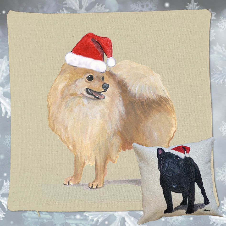 Pomeranian Santa Pillow Cover