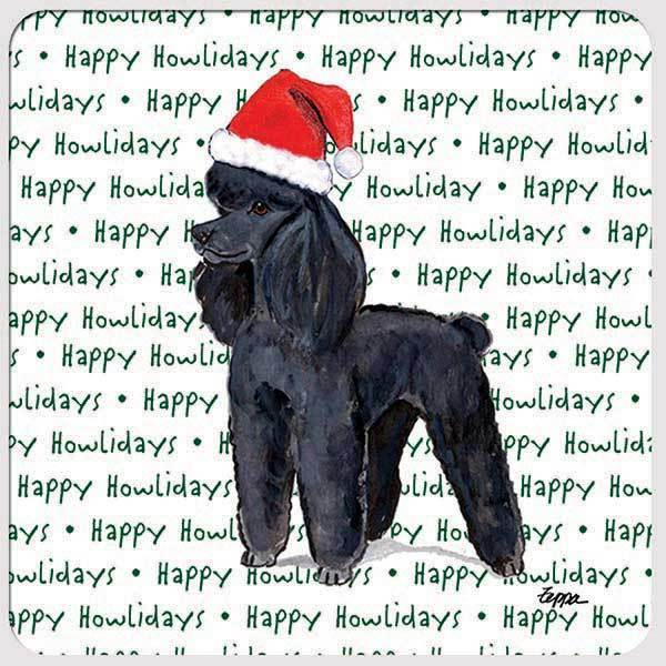 Poodle Black "Happy Howlidays" Coaster