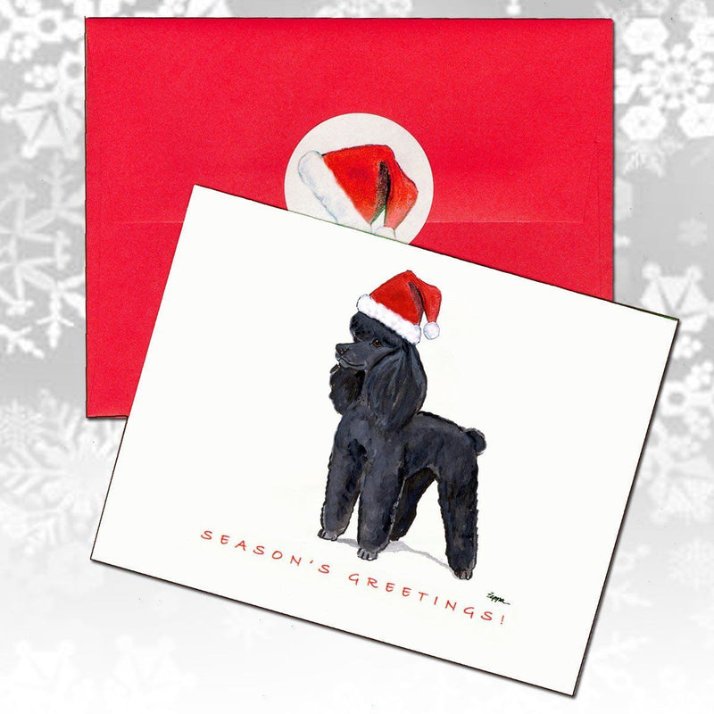 Poodle Black Christmas Note Cards