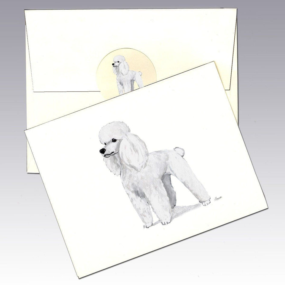 Poodle White Note Cards