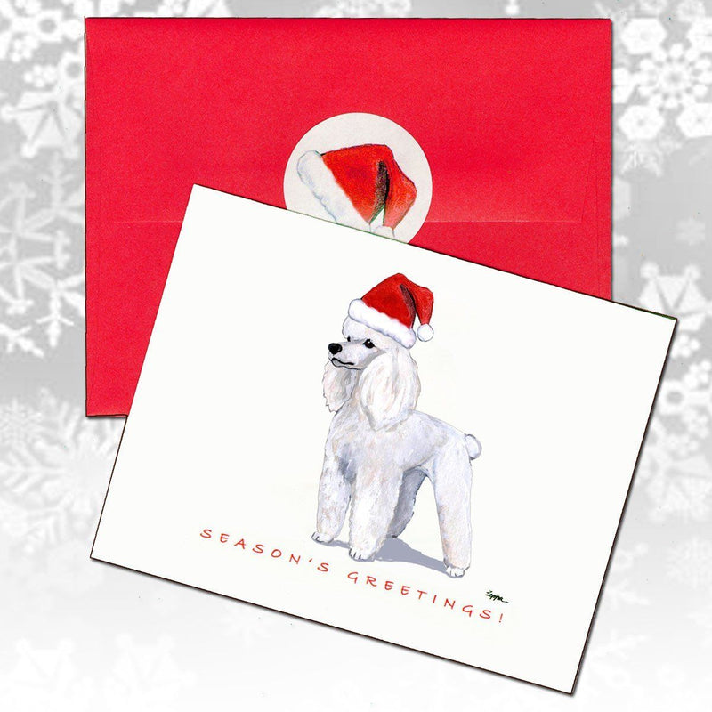 Poodle White Christmas Note Cards