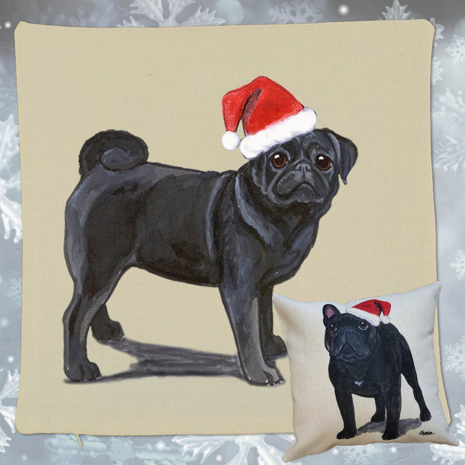 Pug Santa Pillow Cover