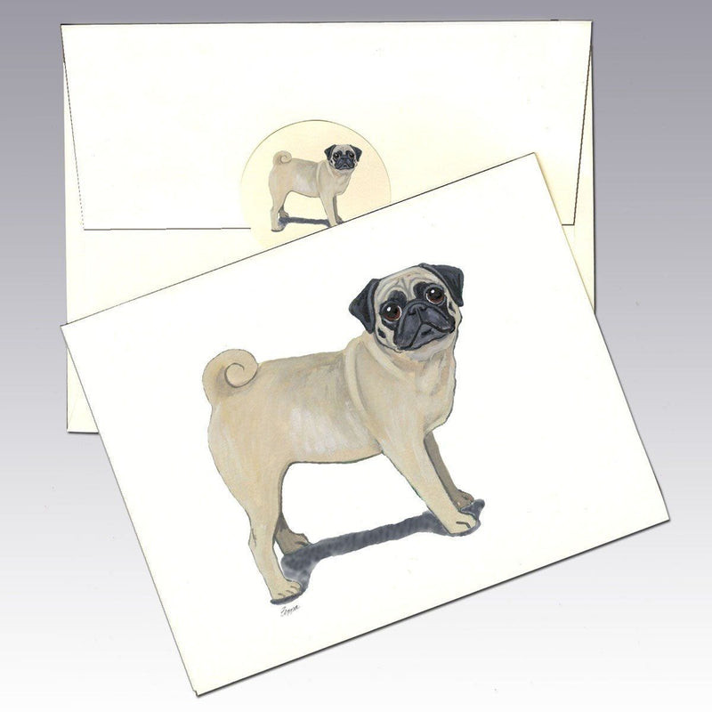 Pug, Fawn Note Cards