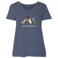 Quit Hounding Me - Ladies Curvy V-Neck Tee